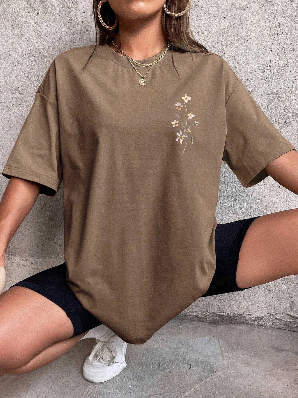T-Shirt Femme Coton Imprimé Fleurs Manches Courtes Ample Doux Respirant – Top Casual Confortable | Street Style