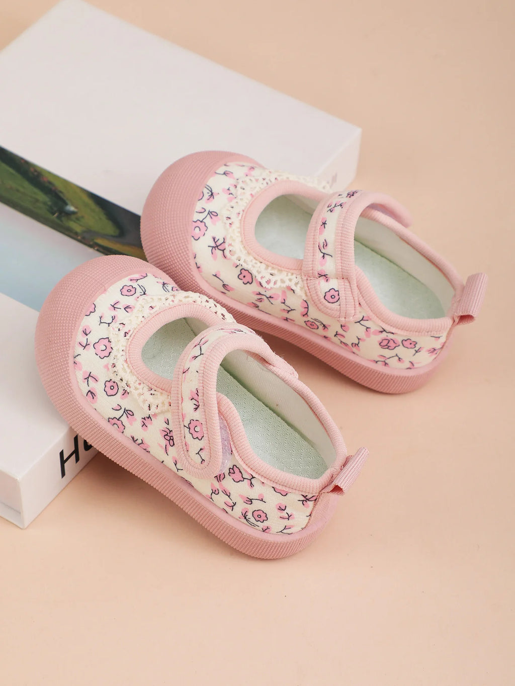 Chaussures Princesse Fille Toile Velcro – Basket Légère Style Frais Printemps Automne Enfant