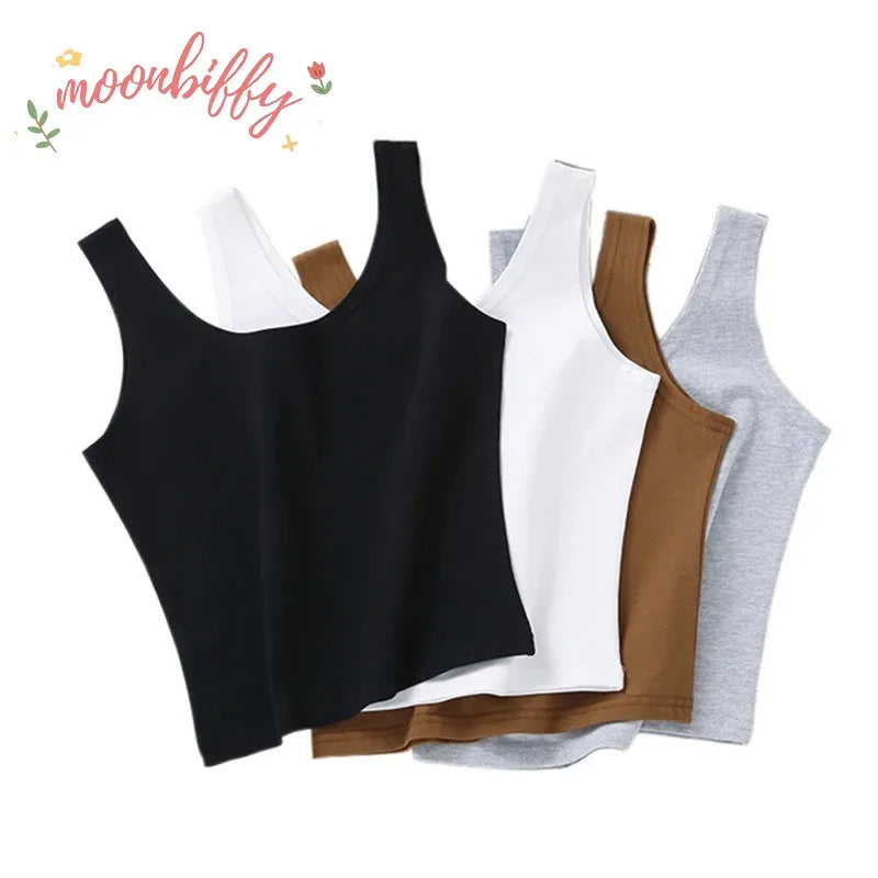 Crop Top Tube 100 % Baumwolle Candy Farben – Ärmelloses, lässiges, sexy Damen-Camisole