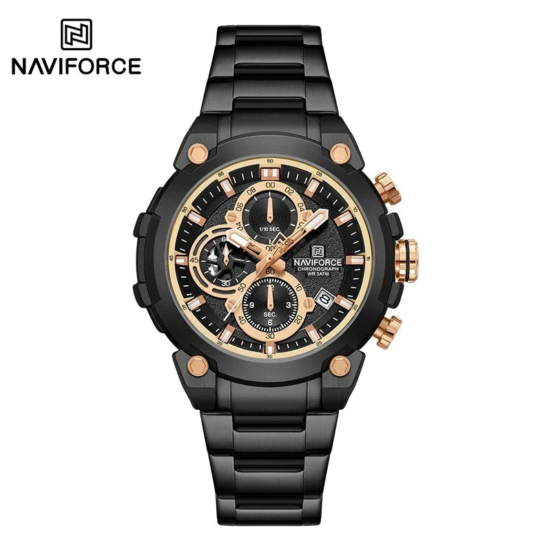 Montre Homme NAVIFORCE Chronographe Sport Militaire Calendrier Quartz – Étanche Fashion