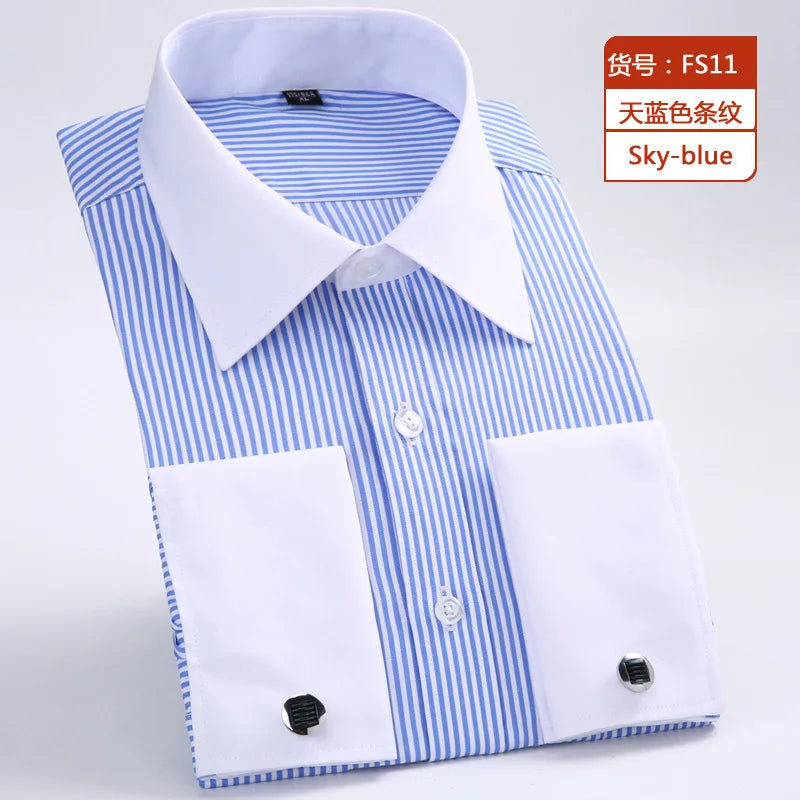 Chemise Homme Classique Poignets Français Manches Longues Coupe Standard – Formelle Business Mariage Bureau Blanche Élégante | Mode Homme Premium