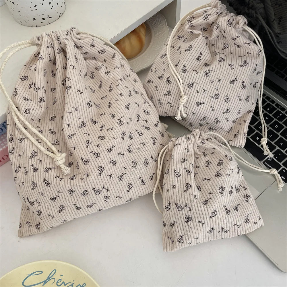Trousse Maquillage Kawaii Florale - Pochette Cosmétiques & Voyage Cordon