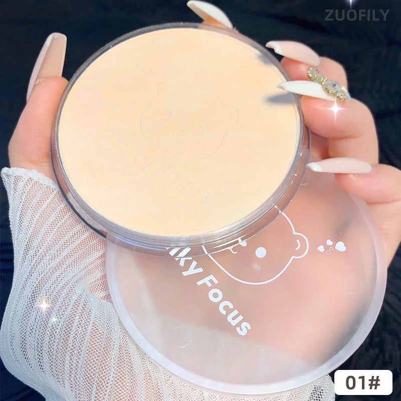 Poudre Compacte Visage avec Puff – Fond de Teint Lisse Correcteur Pores | Illuminateur Blanchissant Cosmétique