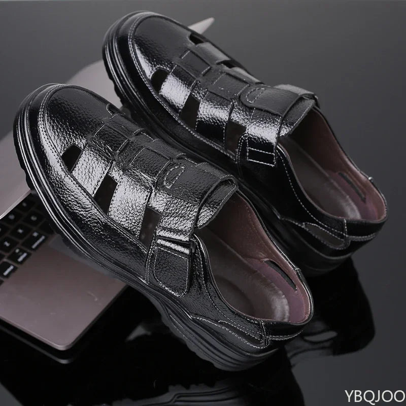 Sandales Cuir Véritable Homme Hollow Respirant 2025 – Casual Confortables Été