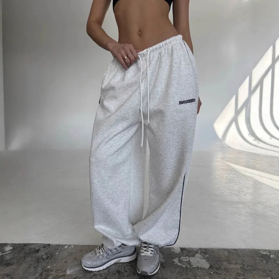 Damenhose Weite Streifen Retro Amerikanisch Baggy Jogger – Gerader Schnitt Casual Streetwear | Frühling Herbst