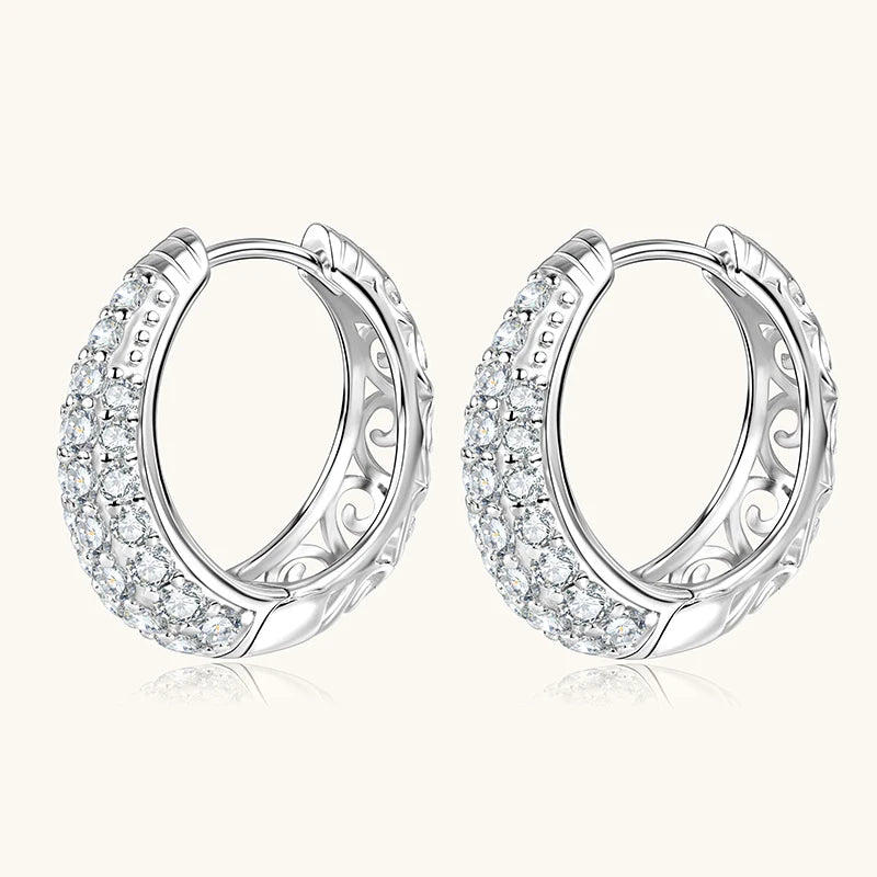 Moissanit-Kreolen, mikro-gepflastert, 925er Silber – Diamantglanz Luxus | Schmuck für Hochzeit, Abend & Premium Geschenk | Unisex Herren & Damen