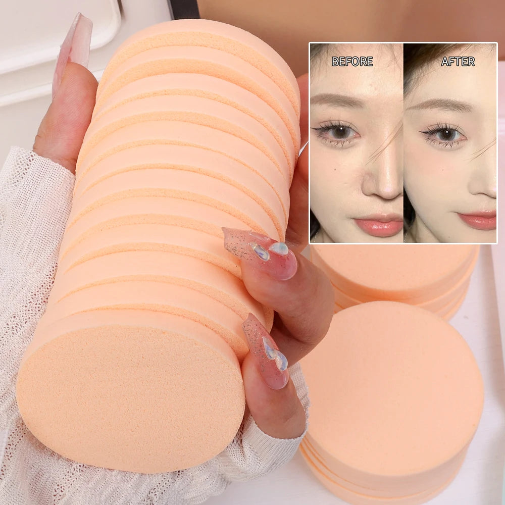 Lot 24 Éponges Rondes Maquillage – Poudre, Fond de Teint & Correcteur | Puff Sec & Humide Portable