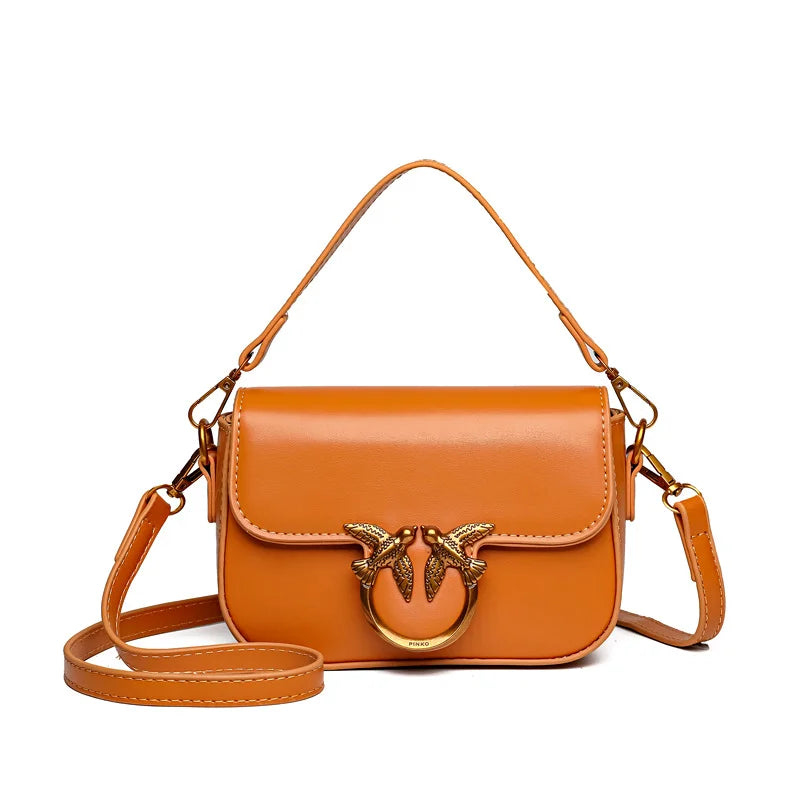 Sac Bandoulière Femme Chaîne Métal Logo – Pochette Crossbody Couleur Unie Fermeture Magnétique