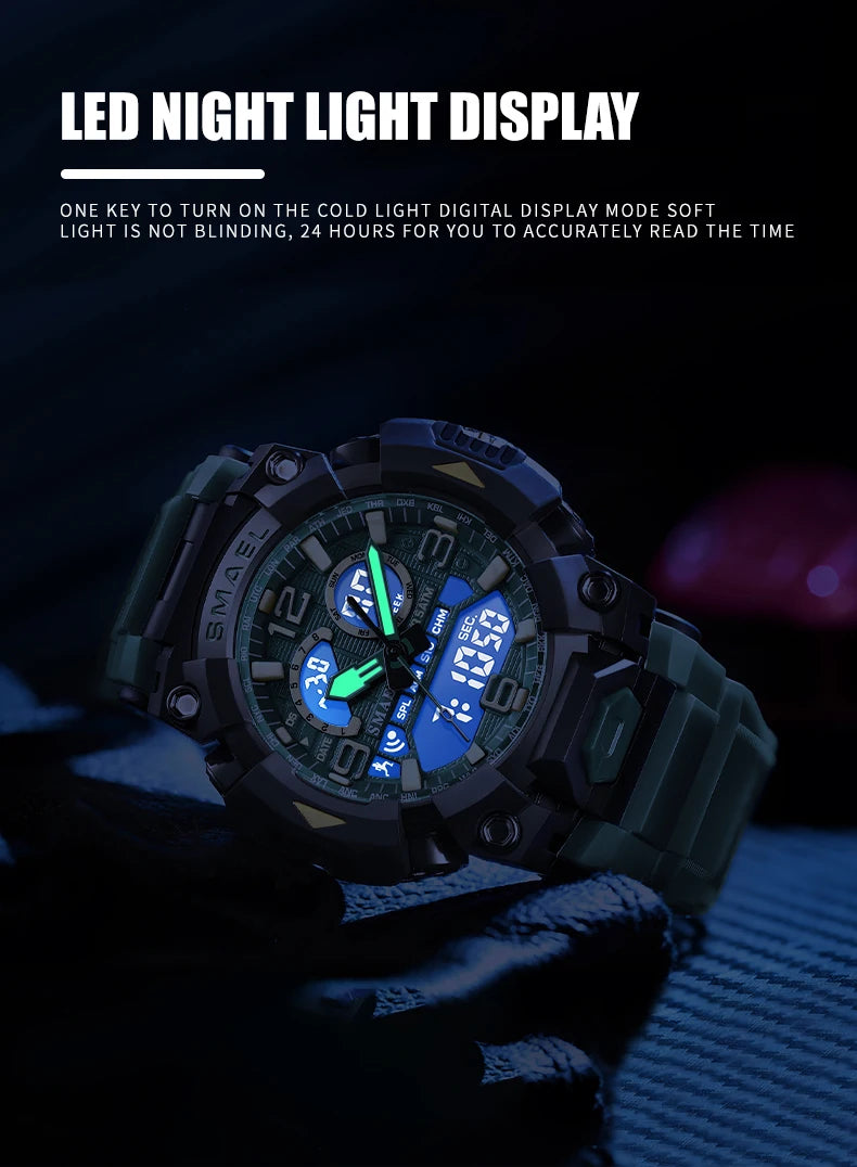 Montre Homme SMAEL 8099 Militaire Digital Sport – Étanche 50M LED Chronographe Antichoc