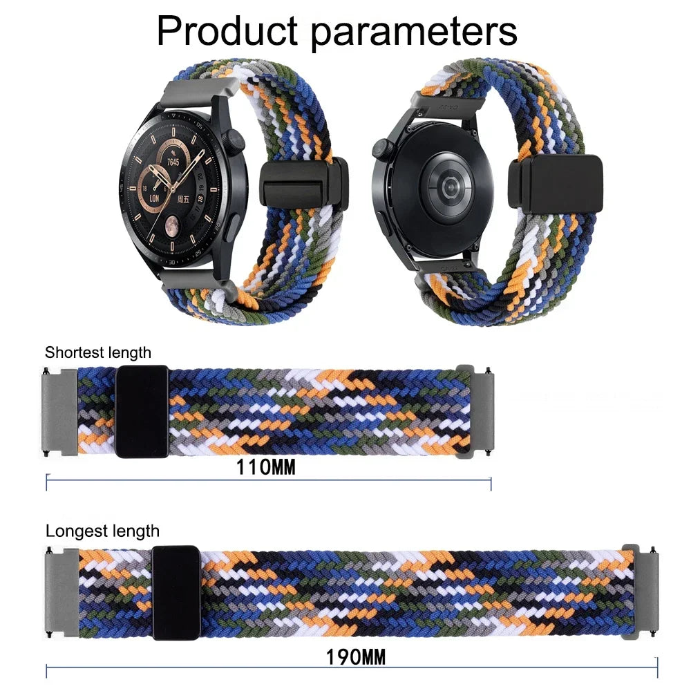 Bracelet Nylon Tressé Magnétique Suunto 20mm & 22mm – Compatible Ocean, Vertical, Race S, 5, 9 Peak Pro DLC & 3 Fitness | Premium