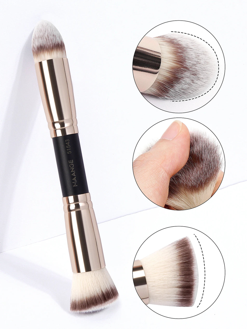 Set 4 Pinceaux Maquillage MAANGE Double Embout – Fond de Teint, Poudre & Fards | Boîte Voyage Débutante
