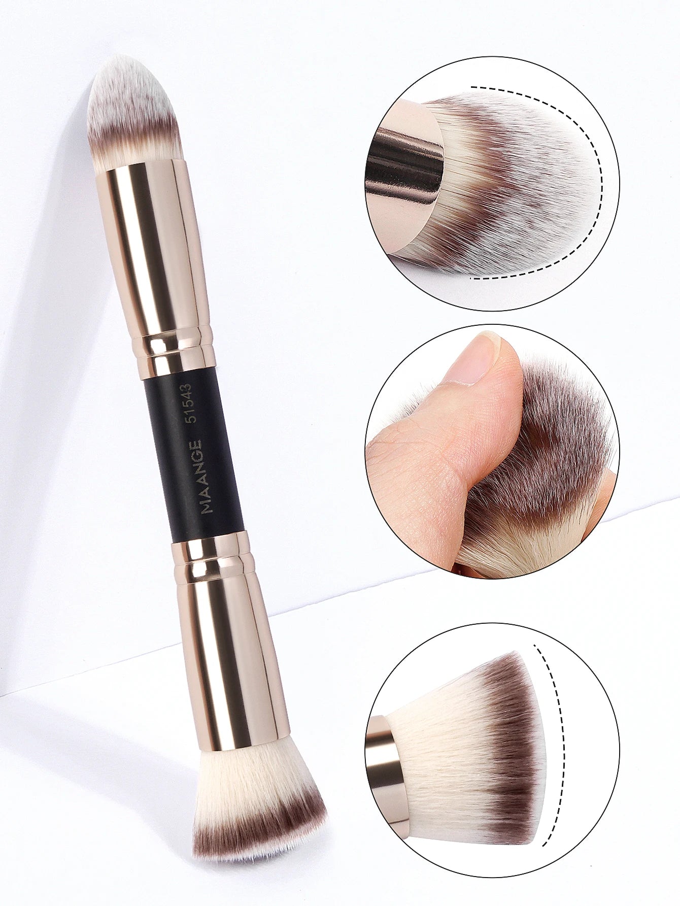 Set 4 Pinceaux Maquillage MAANGE Double Embout – Fond de Teint, Poudre & Fards | Boîte Voyage Débutante