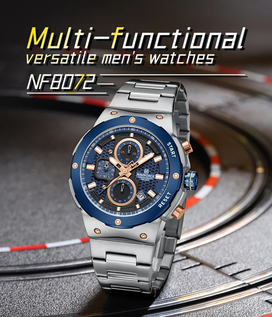 Montre Homme Chronographe Sport Luxe NAVIFORCE – Quartz Date Fashion Masculino