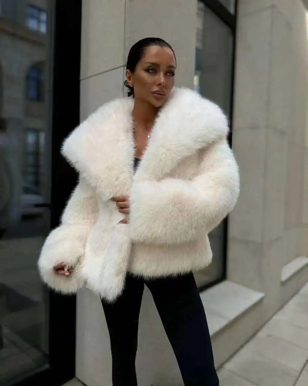 Damen Cardigan Reverskragen Fell Langarm Elegant – Modischer & Schicker Mantel | Herbst Winter
