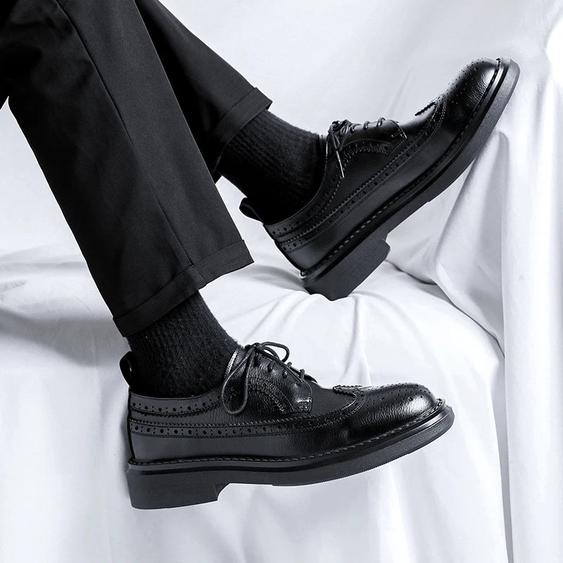 Brogues Oxfords Patent Leather Homme – Lacets Formal Noir Mariage Fête Dress Shoes