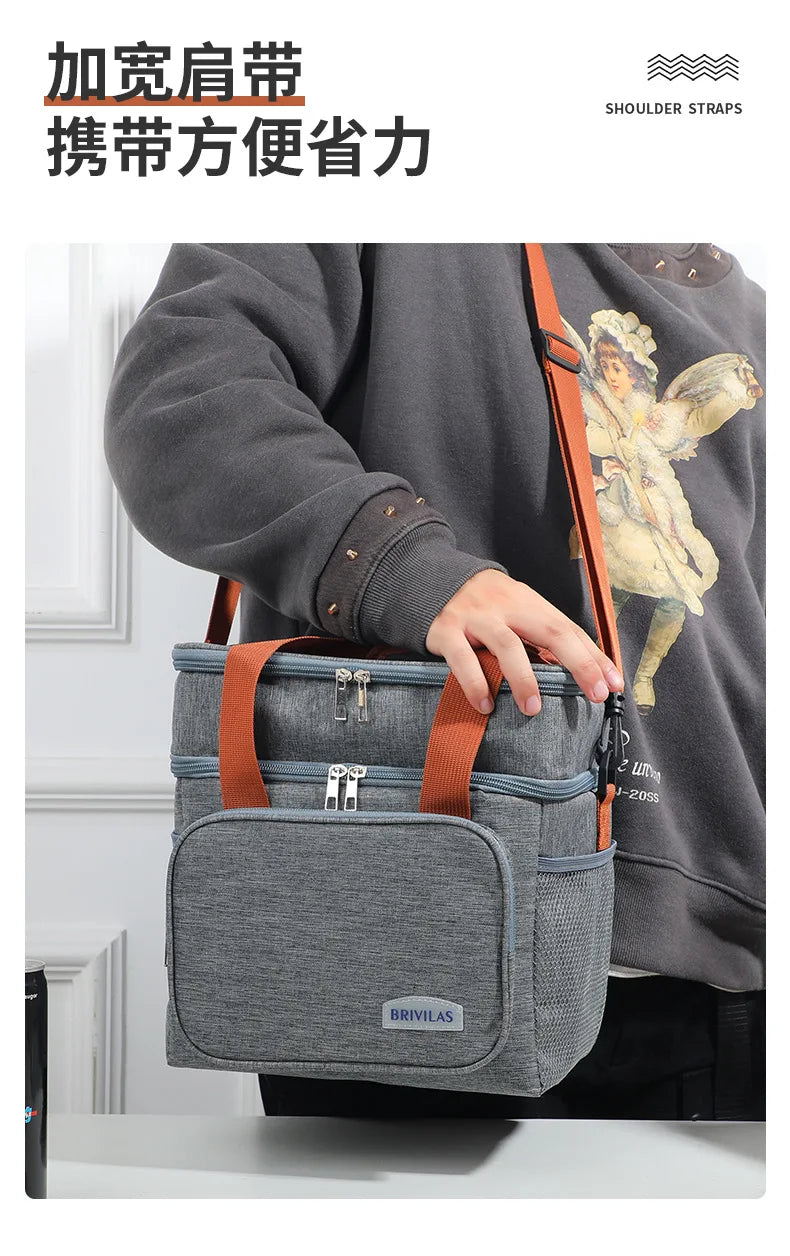 Sac Repas Isotherme – Lunch Bag Pique-Nique Camping Travail École Anti-Fuite Bandoulière