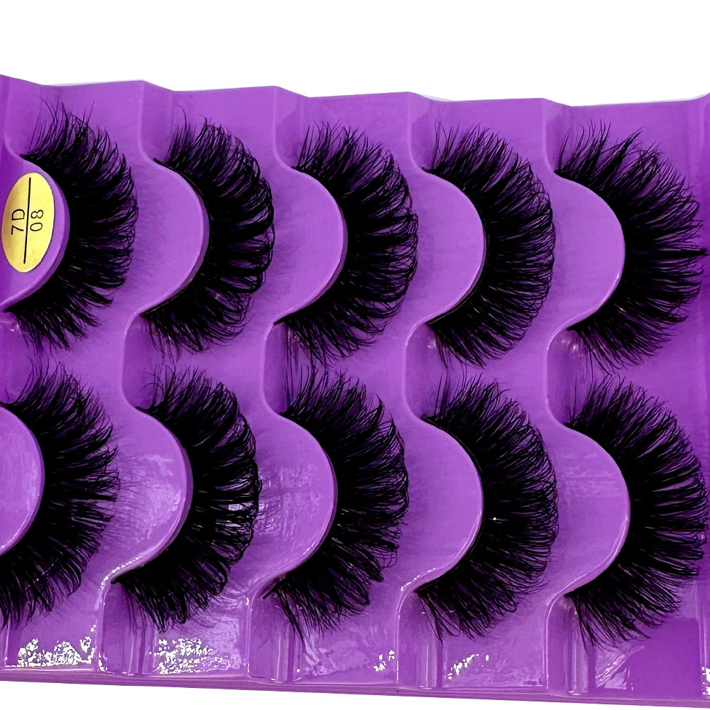 Faux Cils Cat Eye 3D – Lot 5 Paires | Manga Wispy Naturels Courbe D
