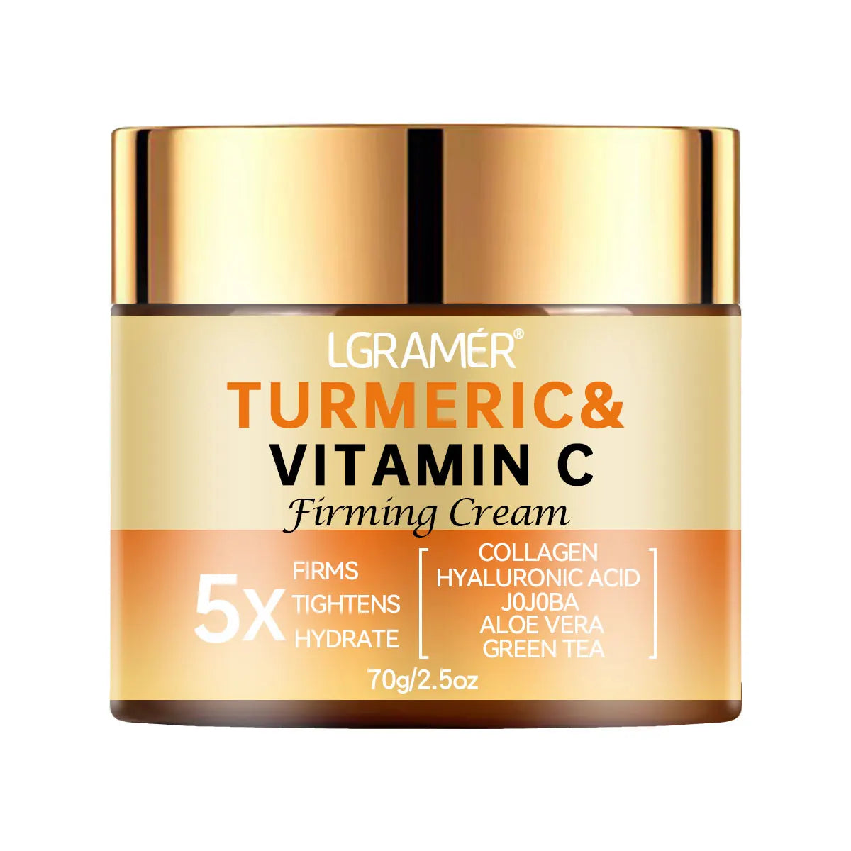 Crème Visage Curcuma & Vitamine C – Anti-Rides, Éclat & Raffermissante | Collagène & Soin Blanchissant