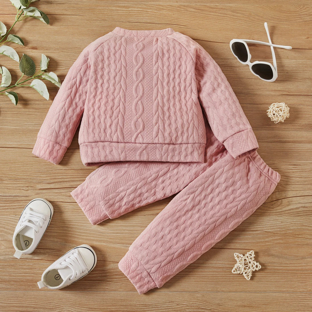 Ensemble 2 Pièces Bébé Unisexe Couleur Unie – Top Manches Longues + Pantalon Sport Automne Hiver 7 Coloris