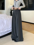 Damenhose Weit Hohe Taille Einfarbig Elegant Minimalistisch Büro-Stil Ulzzang – Casual Chic | Frühling Herbst