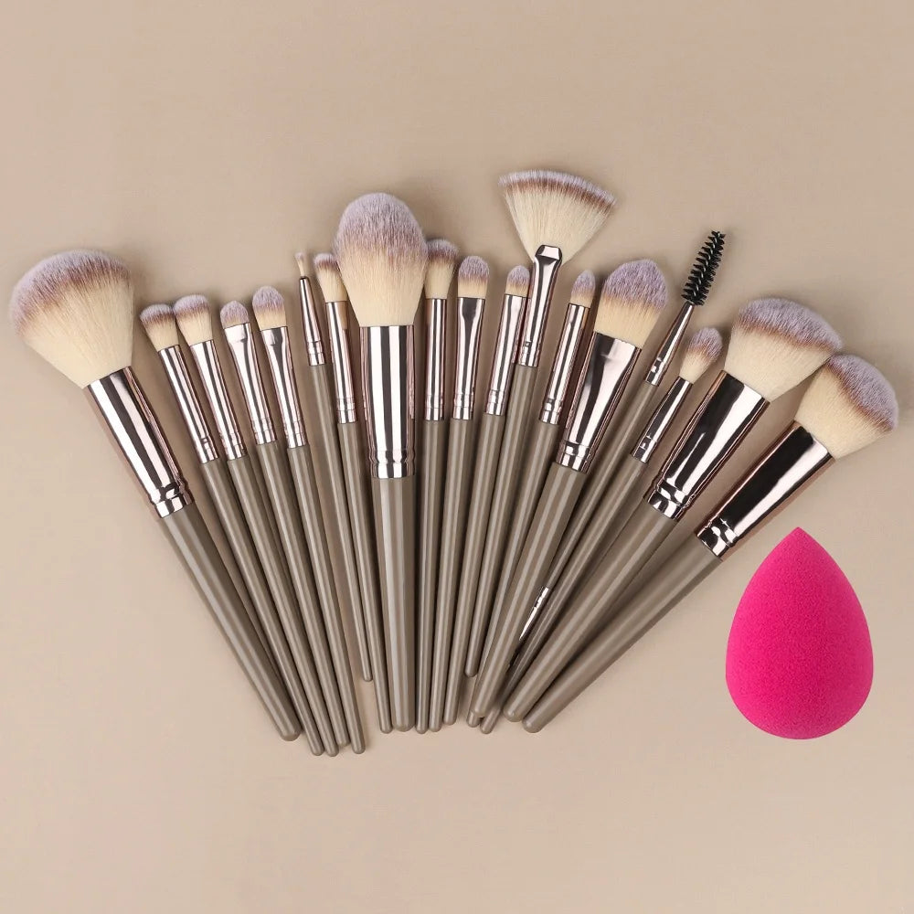 Set Pinceaux Maquillage Professionnel 1 à 20 Pcs – Blush, Highlighter, Fond de Teint & Fard | Ultra-Doux Femme
