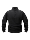 Herren-Sweatshirt, Fleece, Freizeit, Stehkragen, Viertelreißverschluss – Klassischer, bequemer Sportpullover, Übergröße 3XL | Herrenmode