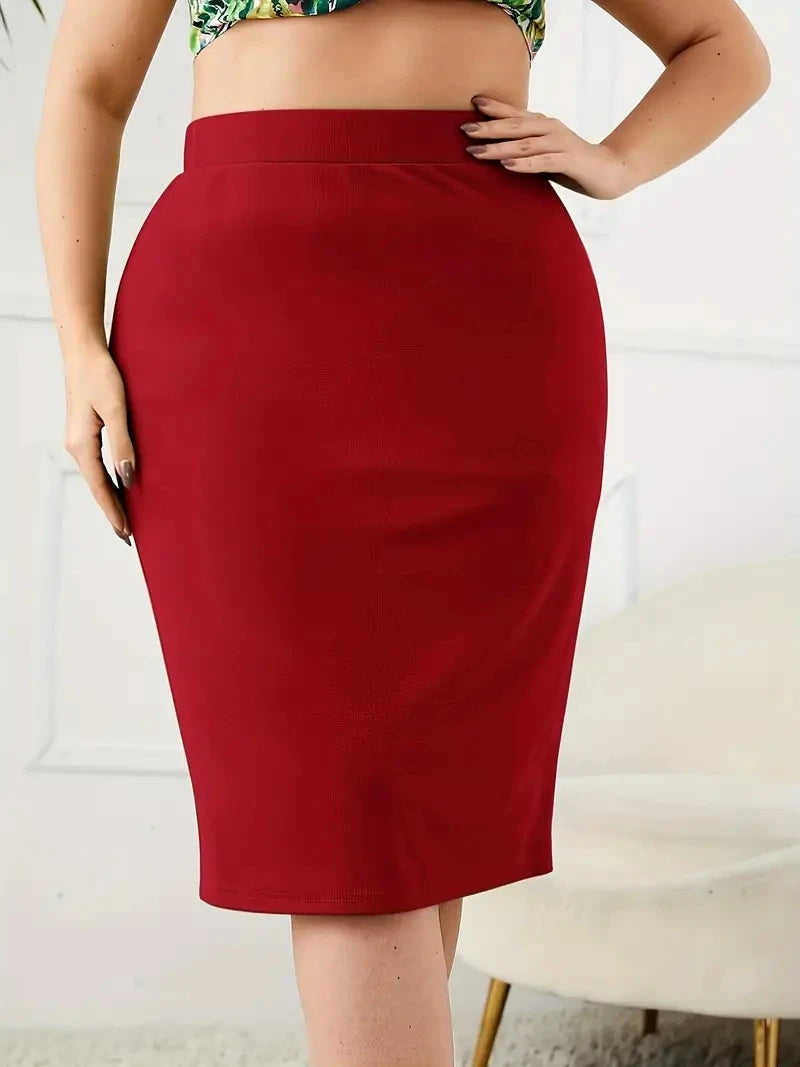 Jupe Femme Grande Taille Slim Unie Taille Haute Fendue Casual – Jupe Élégante Confortable Été Curvy | Mode Inclusive 2026