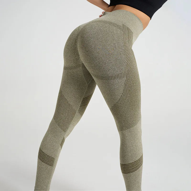 Legging Femme Taille Haute Fitness Mesh Rayé Gainant Fessier – Sport Running Élastique | Tendance