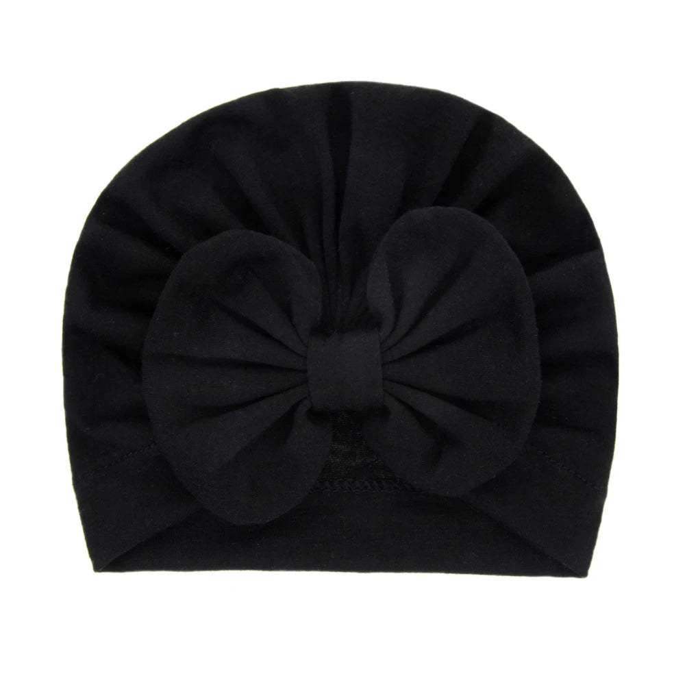 Bonnet Turban Bébé Fille Nœud Doux – Chapeau Nouveau-Né Toddler Printemps Automne