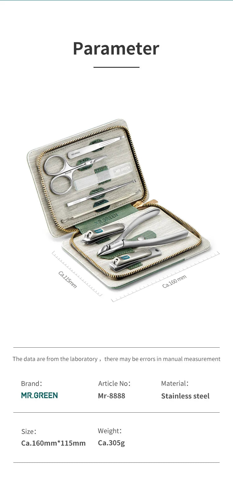 MR.GREEN Kit Manucure Coupe-Ongles Acier Inoxydable Professionnel – Outils Pédicure avec Étui de Voyage