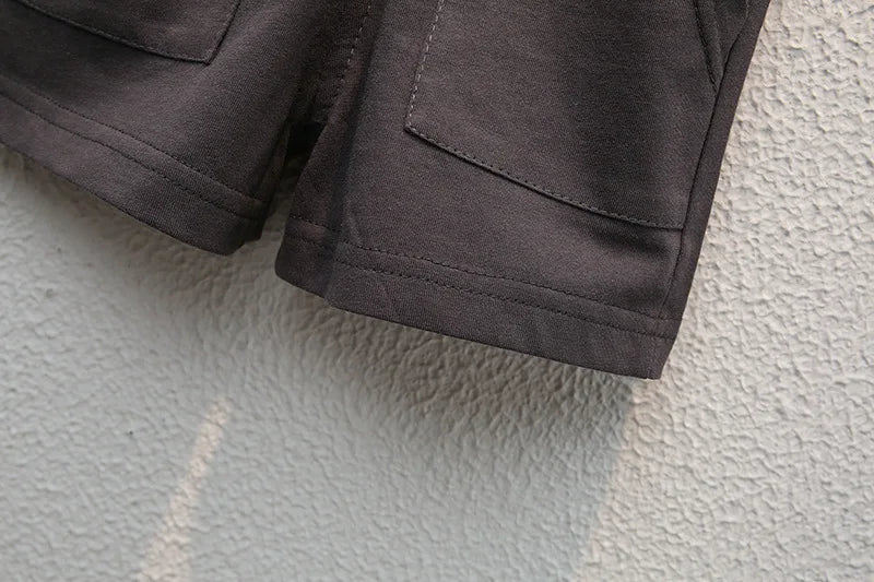 Ensemble 2 Pièces Bébé Garçon Été T-Shirt Imprimé Lettres + Short Cargo Coton – Tenue Fashion Infant