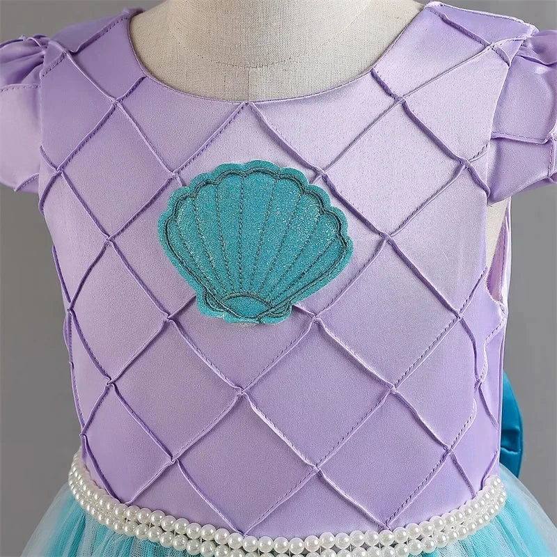 Déguisement Princesse Petite Sirène Fille – Robe de Bal Lumineuse Broderie Carnaval Ariel