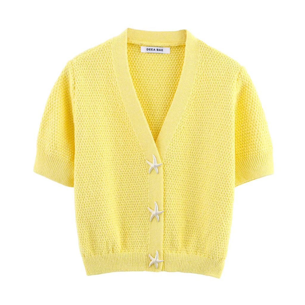 Cardigan Tricoté Col V Style Japonais - Doux Polyvalent Couleur Unie Été Femme | DEEABAE 2025