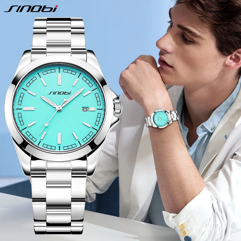 Montre Homme SINOBI Quartz Casual Calendrier – Acier Inoxydable Design Original Cadeau