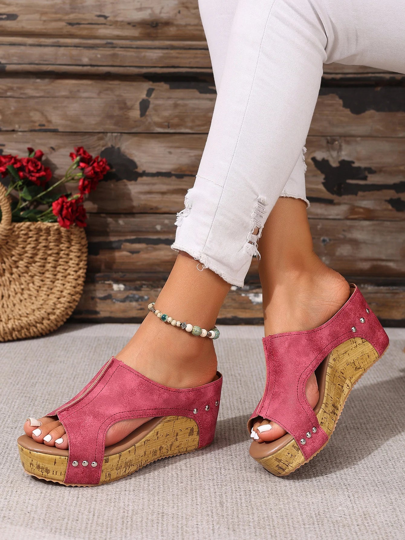 Sandales Clogs Talon Épais Rehaussantes Femme 2025 – Plage Slides Été Outdoor