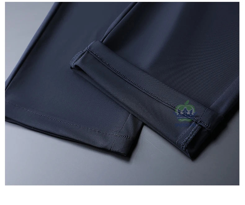 Pantalon Homme Soie de Glace Stretch Été Grande Taille – Ceinture Élastique Business Formel Jusqu'à 40 | Mode Homme Premium