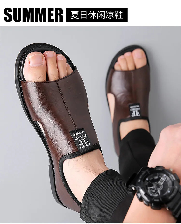 Sandales Cuir Soft Sole Homme Plage Conduite – Slippers Outdoor Confortables Qualité
