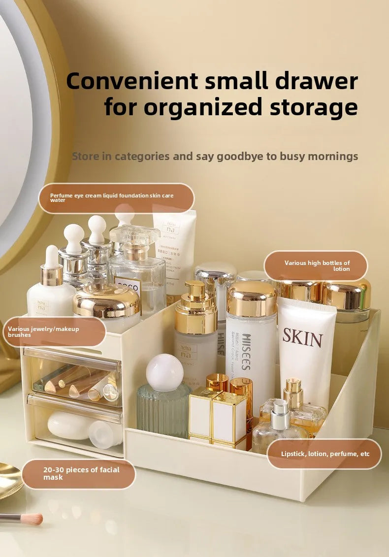 Organisateur Maquillage Transparent Premium à Tiroirs - Coiffeuse, Bureau & Dortoir