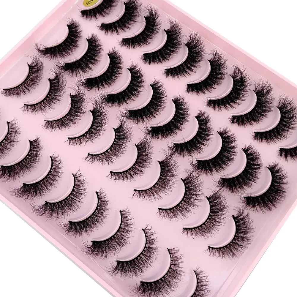 Lot 20 Paires Faux Cils Naturels 3D Vison – Extension Cils Longue Tenue | Maquillage Regard Envoûtant