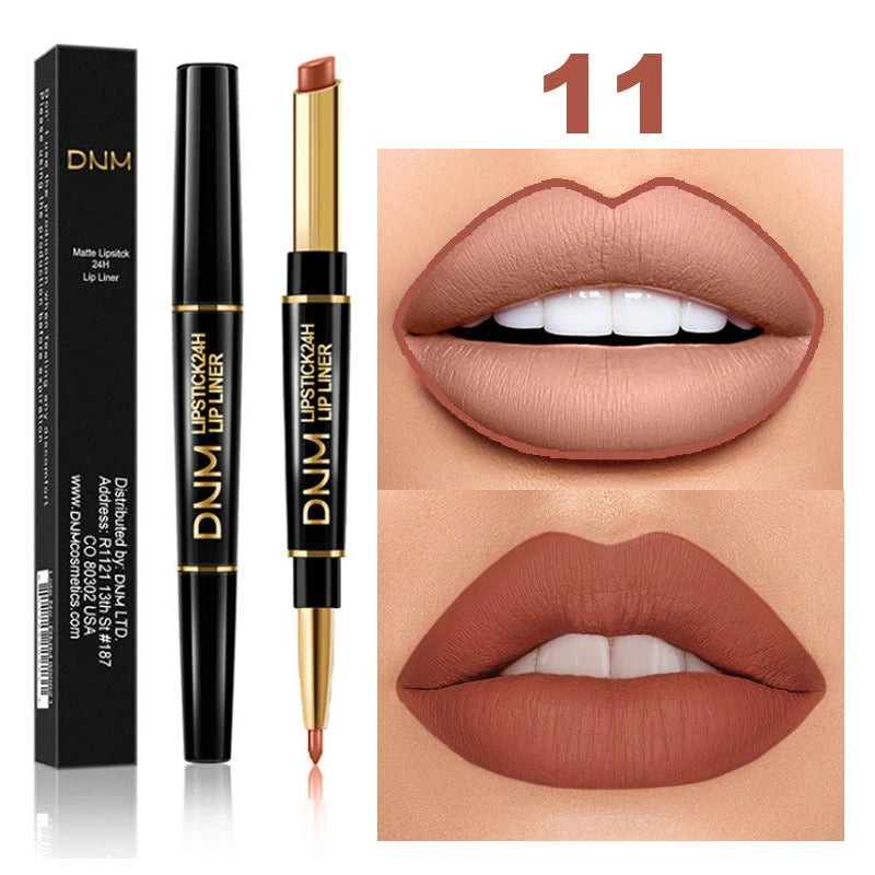 Crayon Lèvres 2-en-1 Mat – Rouge à Lèvres & Contour | Waterproof Longue Tenue