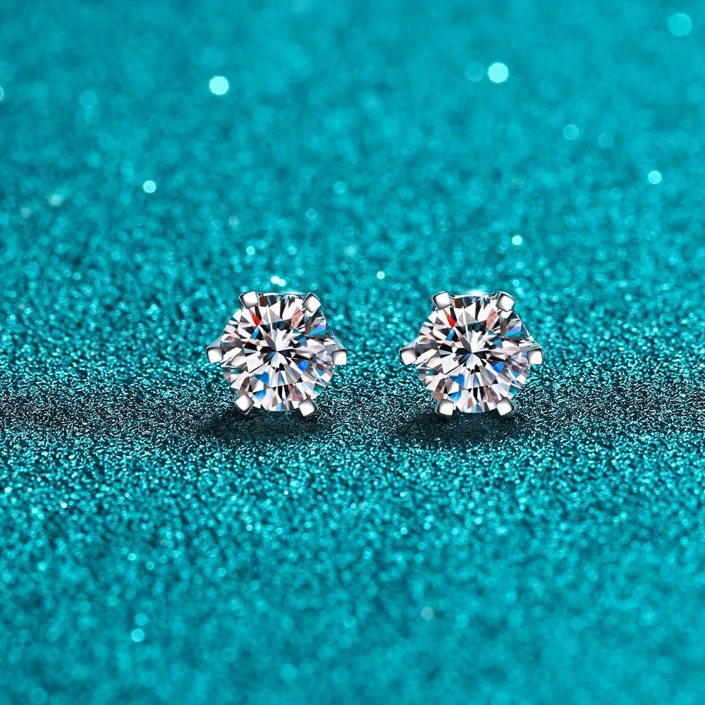 Puces Moissanite Vis Argent 925 Couleur D 6 Griffes – Éclat Diamant Éblouissant | Bijou Mariage & Fine Jewelry Femme | Cadeau Luxe