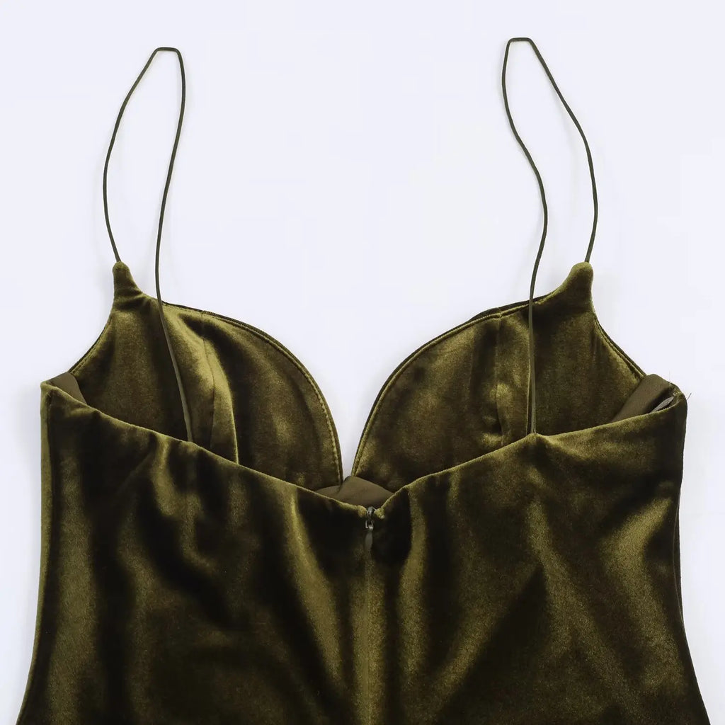 Robe Longue Femme Satin Rouge Col V Bretelles Sans Manches – Fermeture Dos Zip Élégante | HH Été 2025