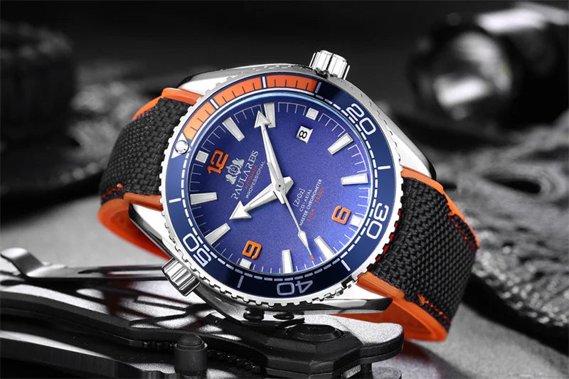 Herrenarmbanduhr Automatik Mechanisch Luxus – Gummiarmband Leuchtend Wasserdicht Kalender