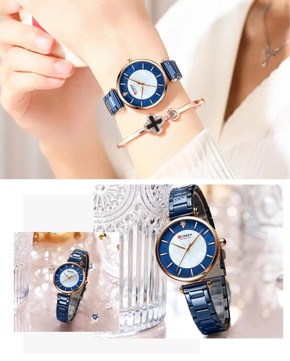 Montre Femme CURREN Luxe Quartz Japonais – Acier Inoxydable Étanche Élégante Fashion