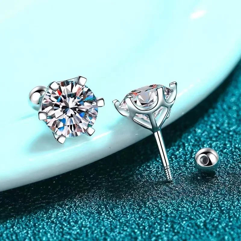 Puces Moissanite Vis Argent 925 Couleur D 6 Griffes – Éclat Diamant Éblouissant | Bijou Mariage & Fine Jewelry Femme | Cadeau Luxe