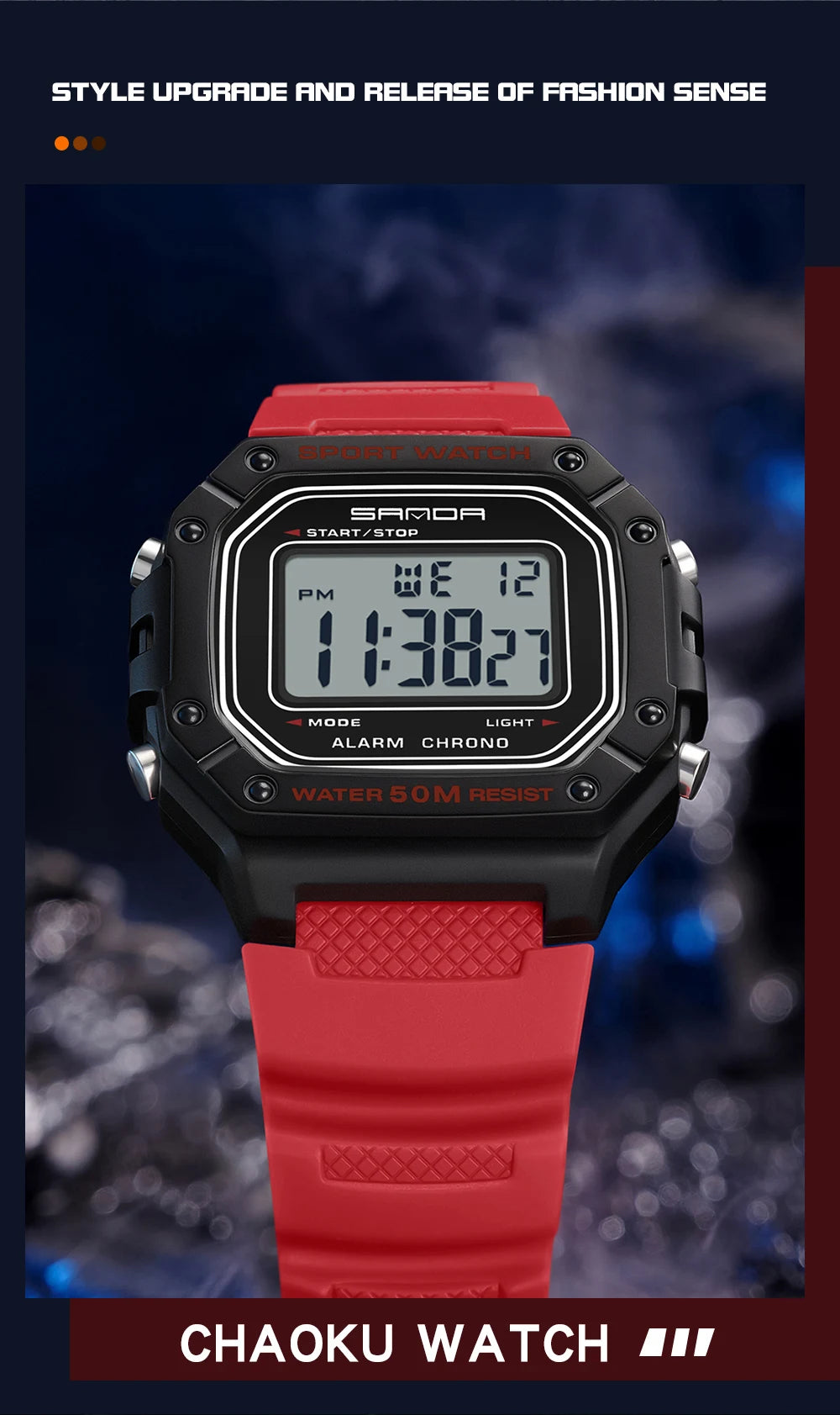 SANDA 2156 Herren Militär Digitaluhr – LED Sport Army Wasserdicht Stoppuhr Großes Zifferblatt