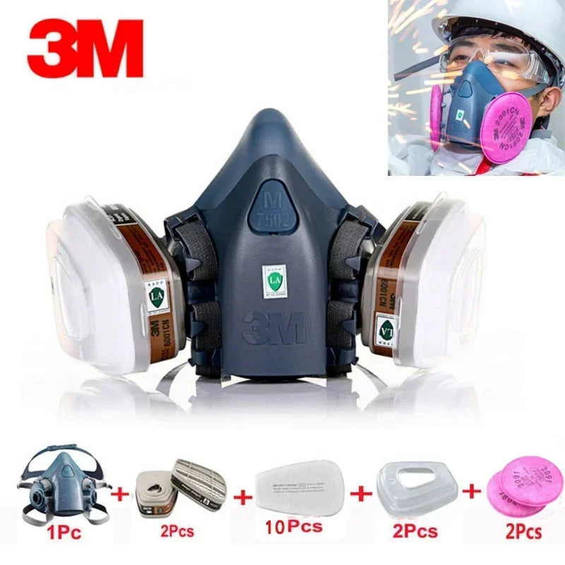 Demi-Masque Respiratoire 3M 7502 – Anti-Gaz, Poussières & Vapeurs Chimiques | Peinture, Industrie & Bricolage | Filtres 501/5N11/6001CN