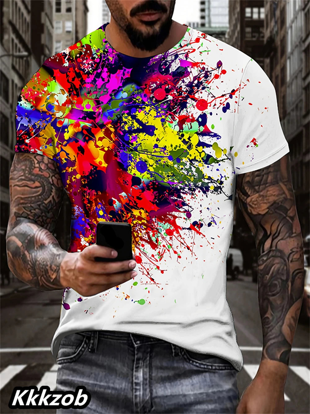 T-Shirt Homme Imprimé Lion Col Rond Manches Courtes Doux Respirant – Casual Outdoor Activités Été Essentiel | Mode Homme Nature
