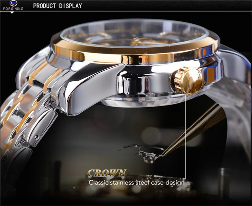 Herrenuhr FORSINING 349 Mechanisch Handaufzug Skelett – Business Elegant Edelstahl