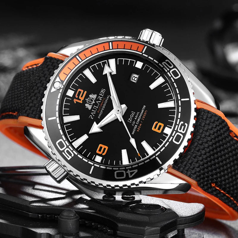 Montre Homme Automatique Mécanique Luxe – Bracelet Caoutchouc Lumineux Étanche Calendrier